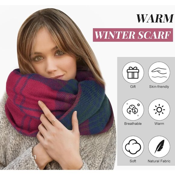 Winter Scarf for Women, Fashion Long Plaid Scarves Warm Big Tartan Blanket Wrap - Picture 4 of 6